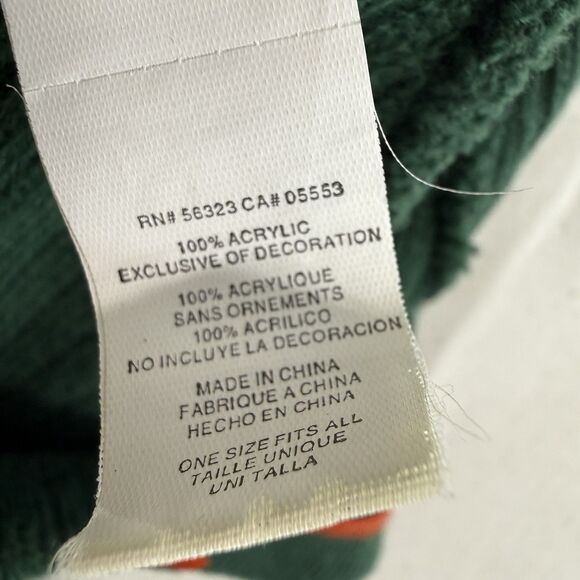 Miami Hurricanes Beanie Hat Knit Nike Orange Green Mens One Size - Picture 7 of 7